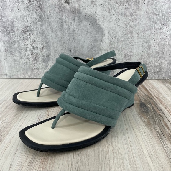 Tory Burch Puffy Straps Thong Wedge Sandals Sz 10.5 - Picture 2 of 12